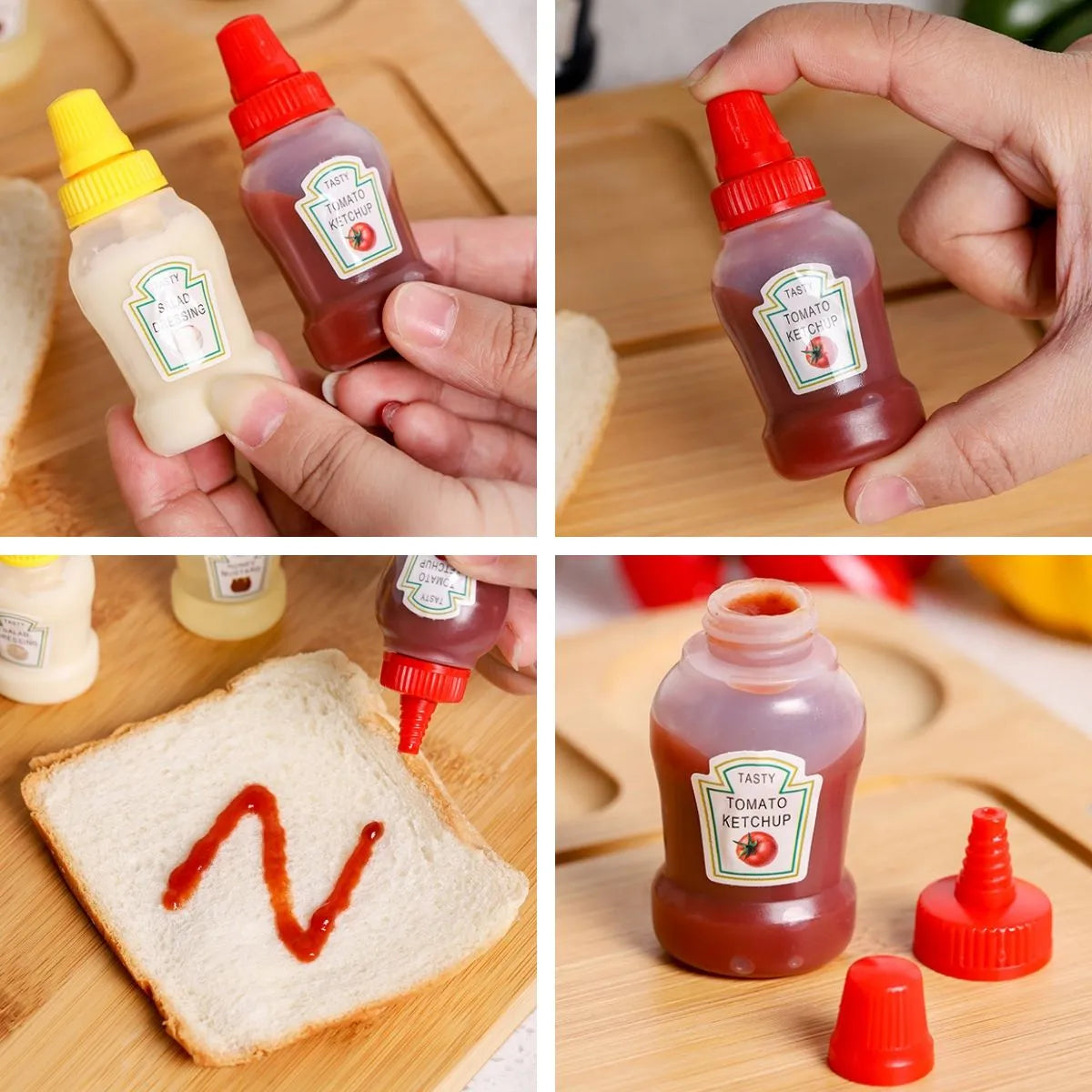 2PCS Mini Ketchup Squeeze Bottles