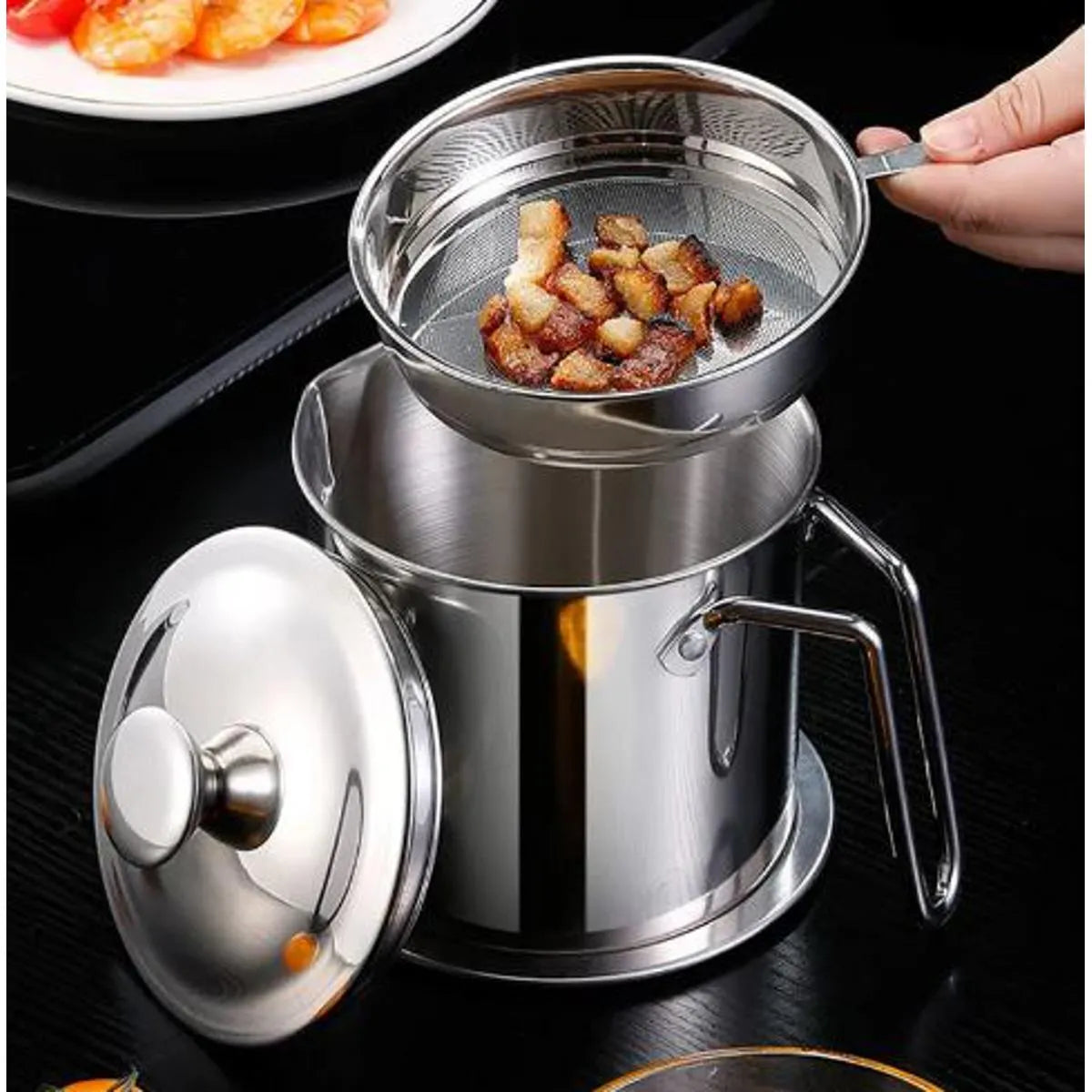 Kitchen Oil Filter & Storage Bottle – Stainless Steel