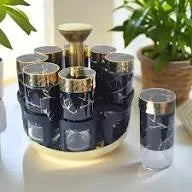 8 Glass Spice Bottles with Rotating Stand