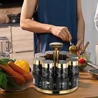 8 Glass Spice Bottles with Rotating Stand
