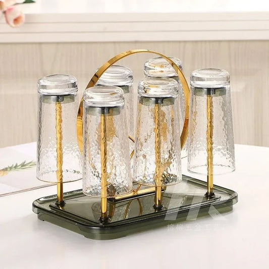 Golden 6-Hook Glass Stand