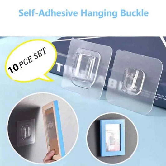 Double-Sided Adhesive Wall Hooks - 10 Pairs