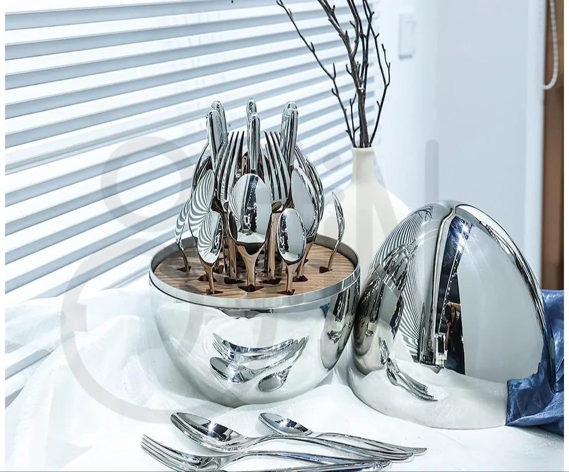 Egg Shell 24-Piece Stainless Steel Cutlery Set