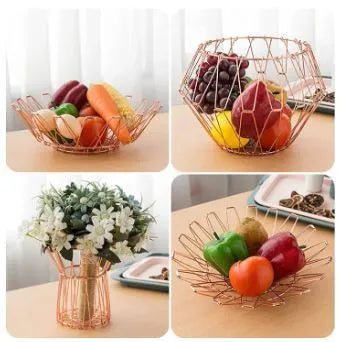 Flexible Gold Wire Fruit Basket