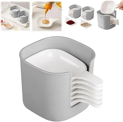7-Piece Plastic Sauce Dipping Plate Set