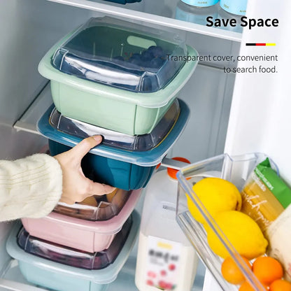 2-in-1 Fruit & Vegetable Storage and Drain Basket with Lid