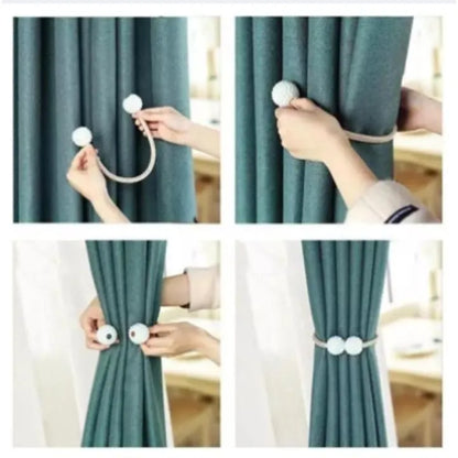 Magnetic curtain rope holder pair