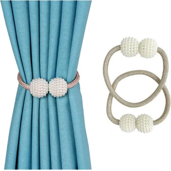 Magnetic curtain rope holder pair