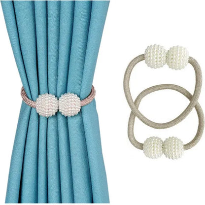 Magnetic curtain rope holder pair