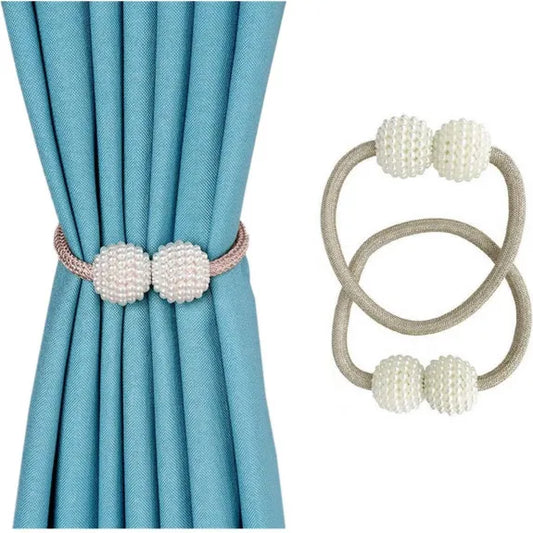 Magnetic curtain rope holder pair