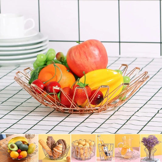 Flexible Gold Wire Fruit Basket