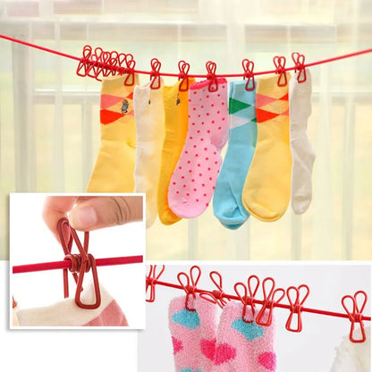 Elastic Clothesline with 12 Clips & 2 Hooks