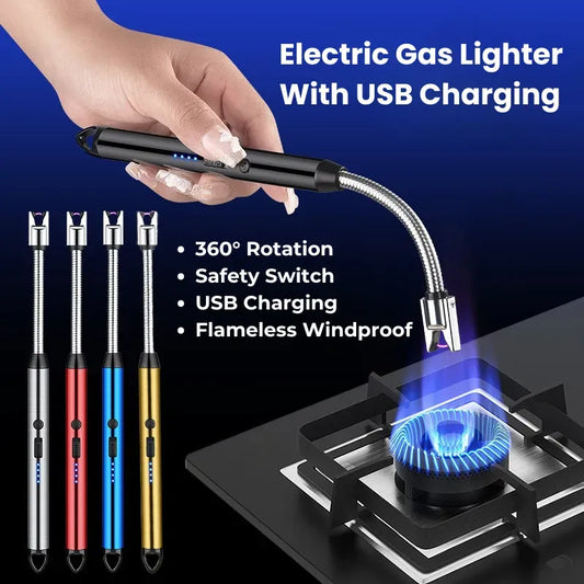 Electric USB Arc Lighter – No Flame, No Gas, 100% Windproof