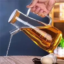 Glass Oil Dispenser with Wooden Lid