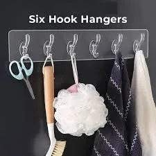 6-Row Transparent Wall Hooks
