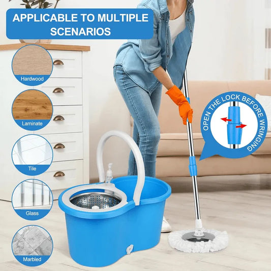 360° Spin Mop – Microfiber Mop with Steel Drainer