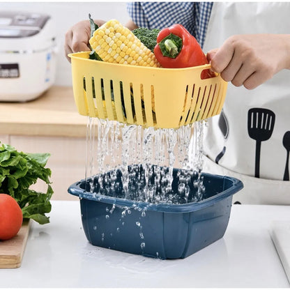 2-in-1 Fruit & Vegetable Storage and Drain Basket with Lid
