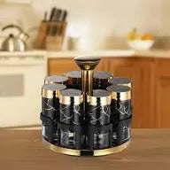 8 Glass Spice Bottles with Rotating Stand