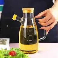 Glass Oil Dispenser with Wooden Lid