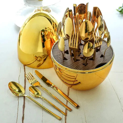 Egg Shell 24-Piece Stainless Steel Cutlery Set