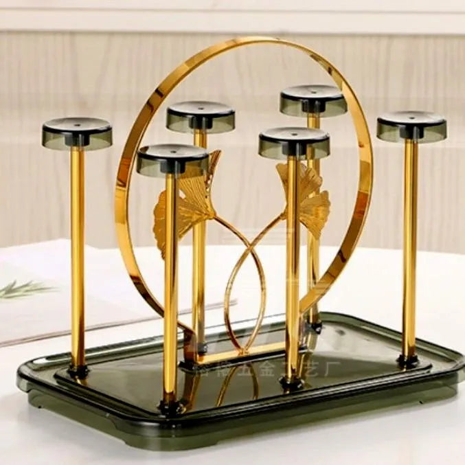 Golden 6-Hook Glass Stand