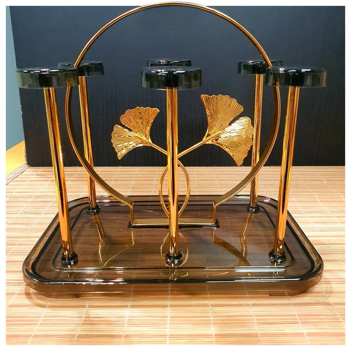 Golden 6-Hook Glass Stand