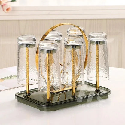 Golden 6-Hook Glass Stand